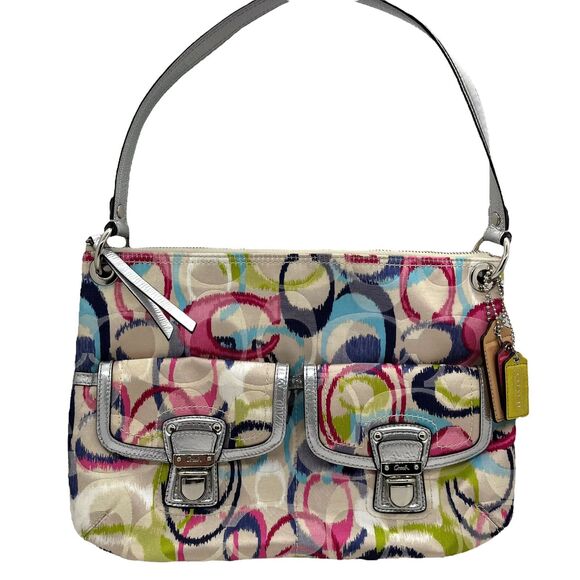 Coach Signature Handbag Purse Womens Multicolor Poppy Ikat C1276-19874 Shoulder - Picture 1 of 16